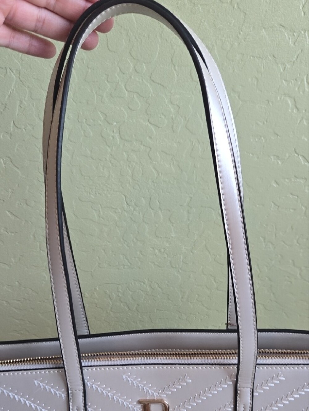 Silver Chevron Embossed Work Tote Bag NWT Large Shoulder Purse Brangio Italy NWT - Picture 12 of 12